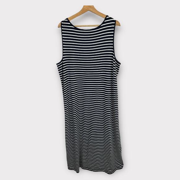J Jill Womens size XL Striped Blue White Maxi Sleeveless Dress Pima Cotton Modal - Picture 2 of 10